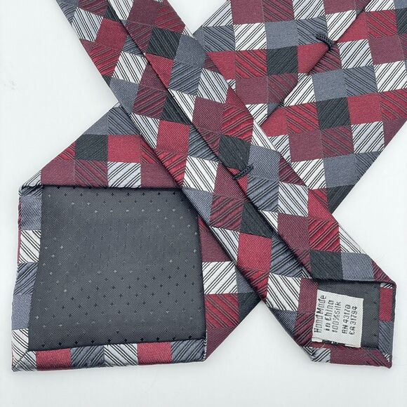 Geoffrey Beene Tile Diamond Pattern Men's 100% Silk Necktie Multi Color Handmade - Picture 13 of 16